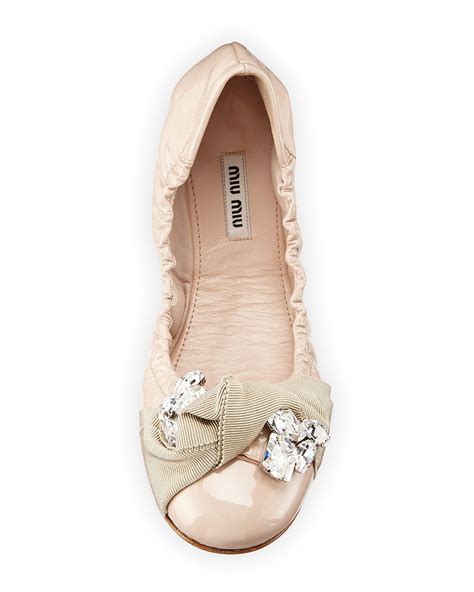 miu miu crystal bow flats|Miu Miu.